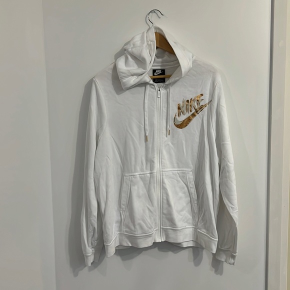 Nike Tops - White Nike Fleece Lined Hooded Full Zip Sweatshirt